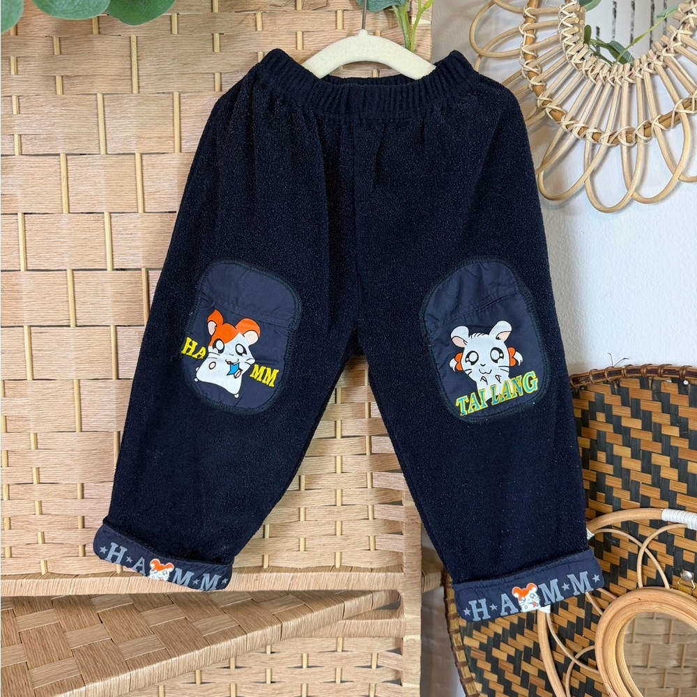Hamtaro Vintage Y2K Kids Fleece Pants Ham Ham Tai Lang/Bijou Size 2T